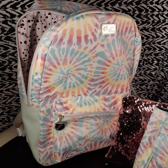 Betsey Johnson tie dye backpack with lunchbox NWT - Picture 6 of 6